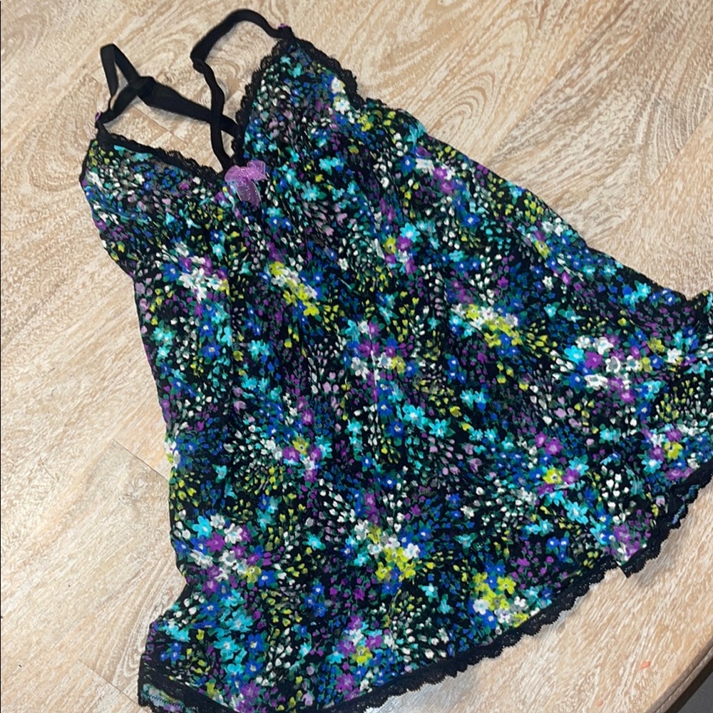 Floral Lace Trim Camisole babydoll Y2K